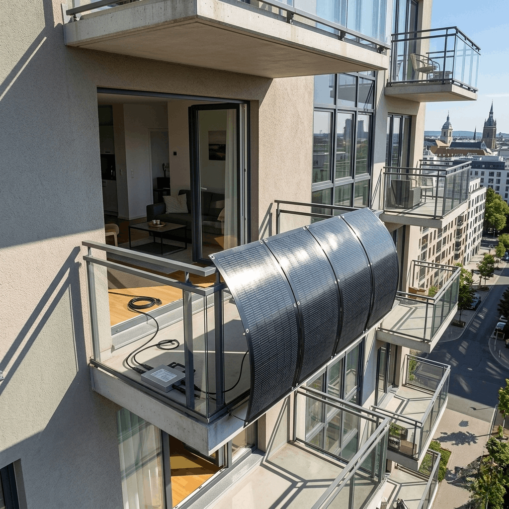 Kit panneau solaire balcon Helivon installé sur appartement pour produire de l’électricité solaire